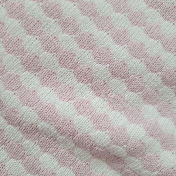Pink & White Knitted Baby Blanket - Picture 3 of 5
